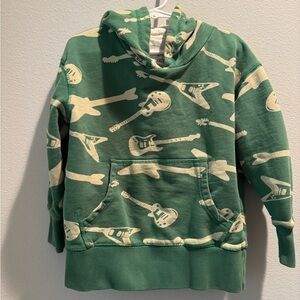Green mini Boden Hoodie with Guitar Print